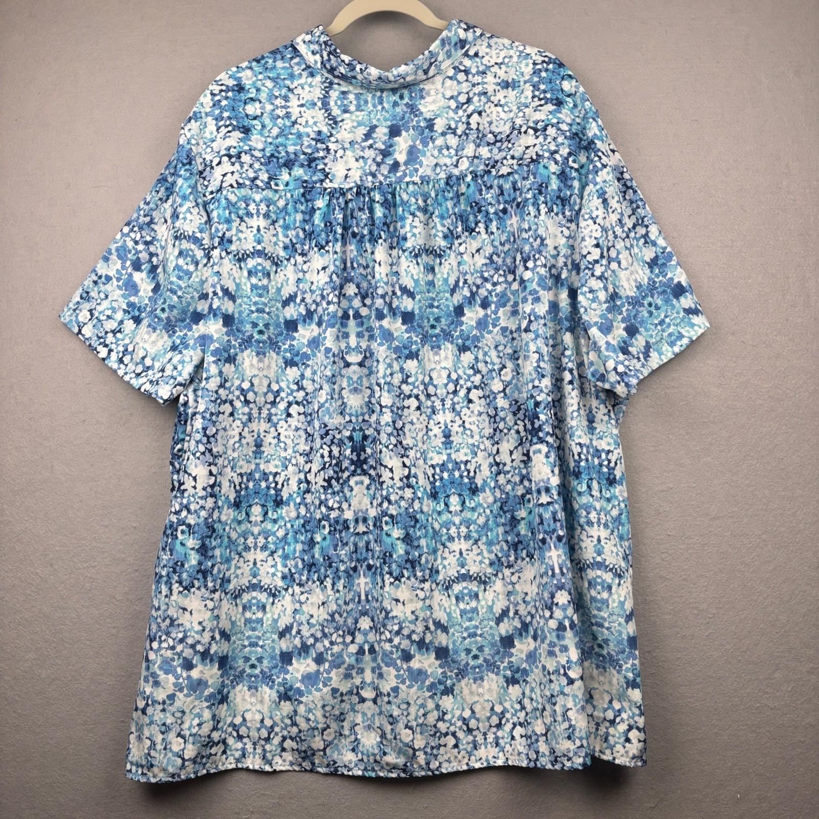 Only Necessities Blouse Womens 3X Floral Button Front Short Sleeve