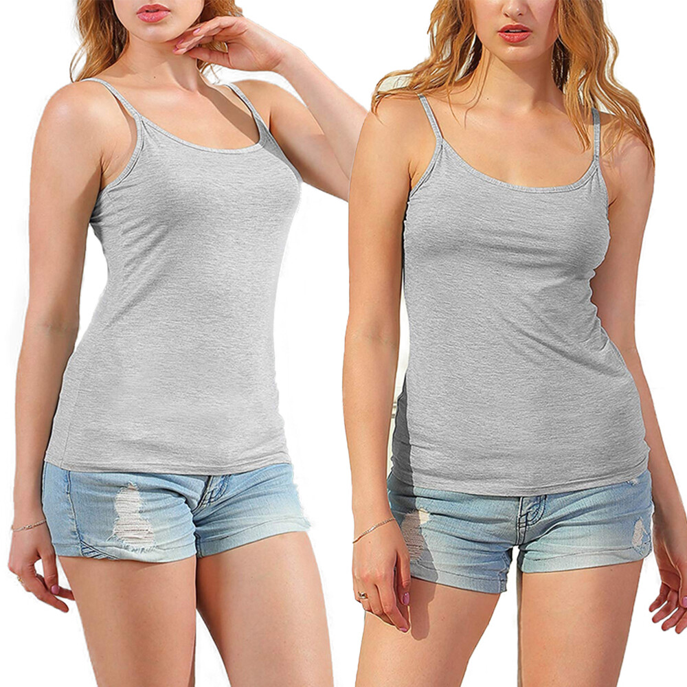 Women Built in Bra Sleepwear Tank Top Cotton Sport Casual Basic Camisole Vest