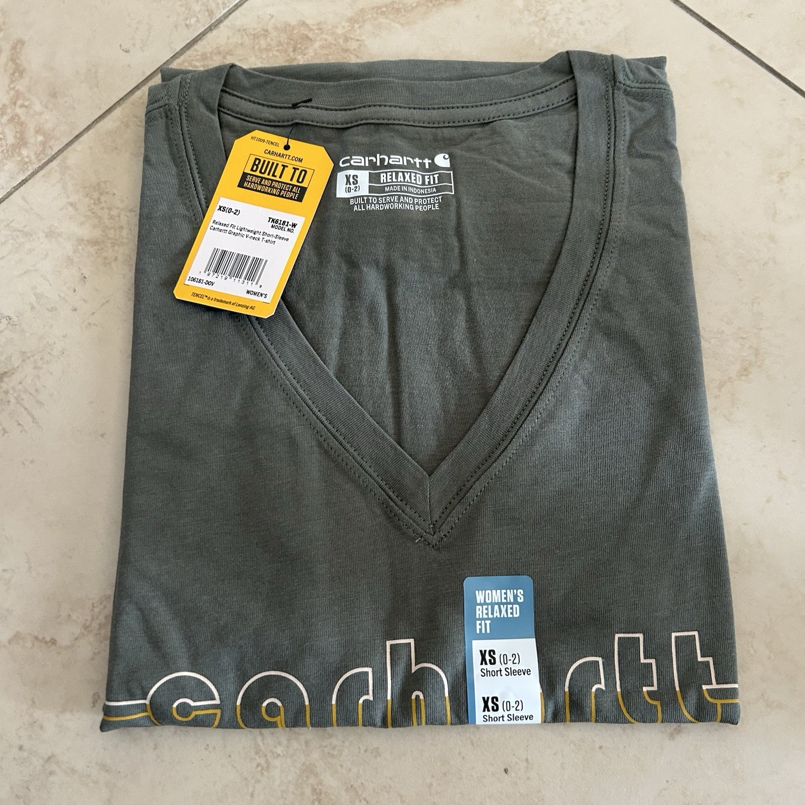 Carhartt Relaxed Fit Lightweight SS Graphic V-neck T-Shirt Women’s Size XS