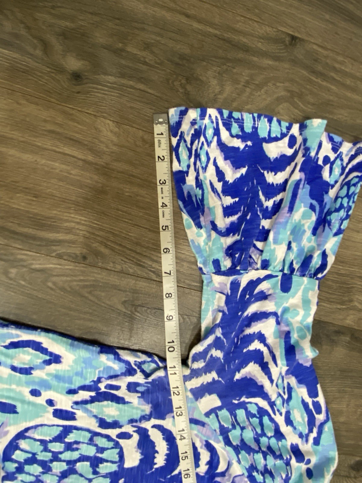 LILLY PULITZER Tropi Call Me Blue Tunic Top Medium Tassels Flared Bell Sleeves