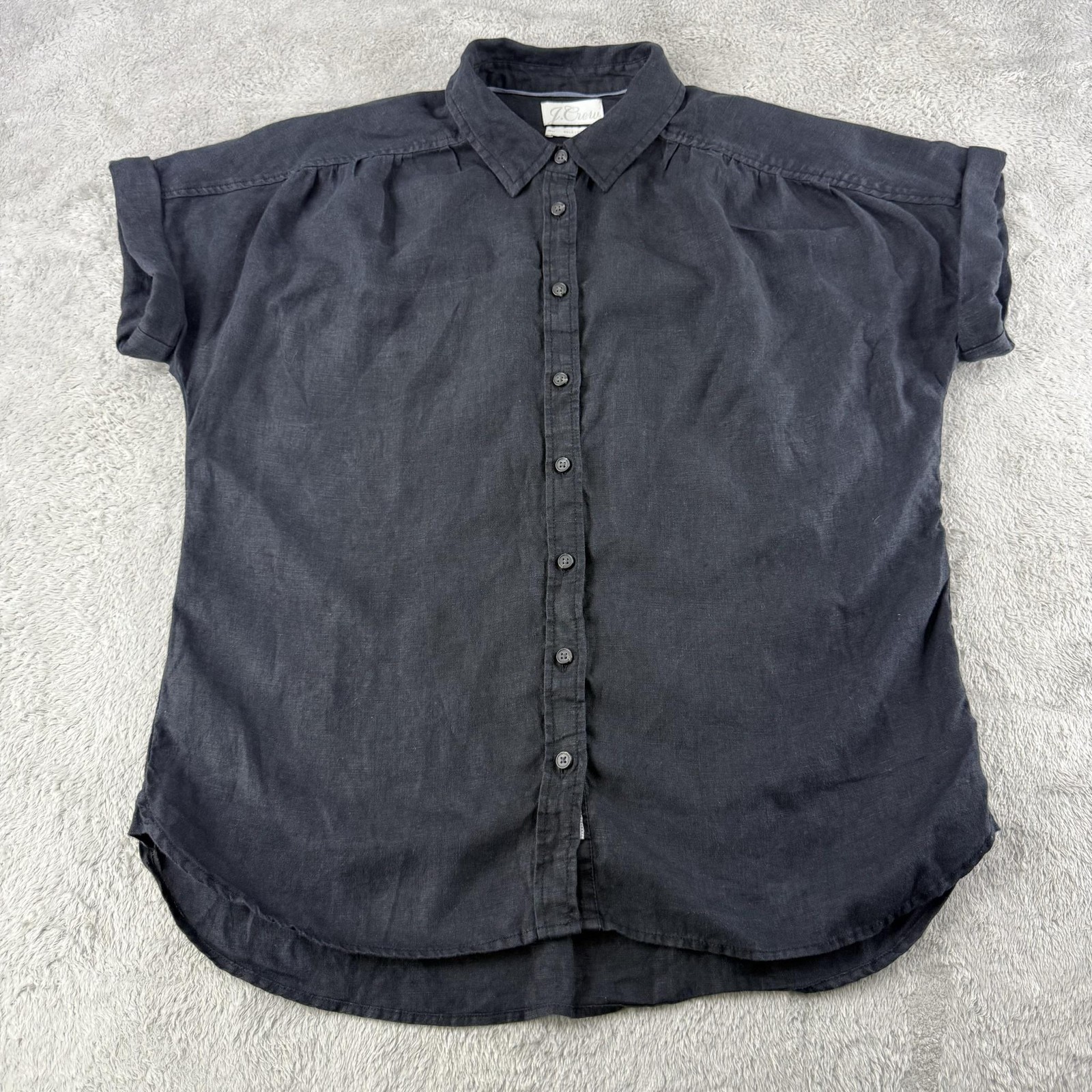 J Crew Shirt Womens Medium Gray Baird McNutt Irish Linen Relaxed Top Minimalist