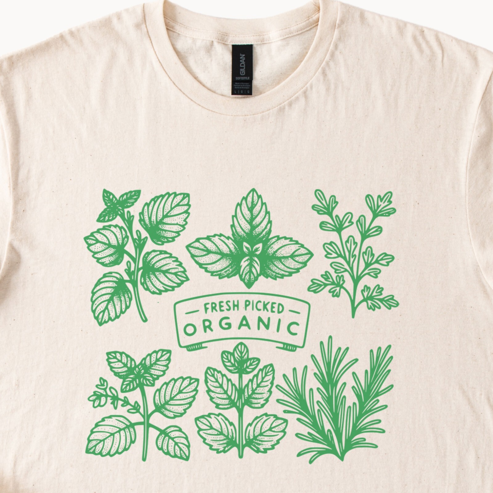 Organic Herb Plant T-Shirt Garden Lover Tee Botanical Nature Shirt