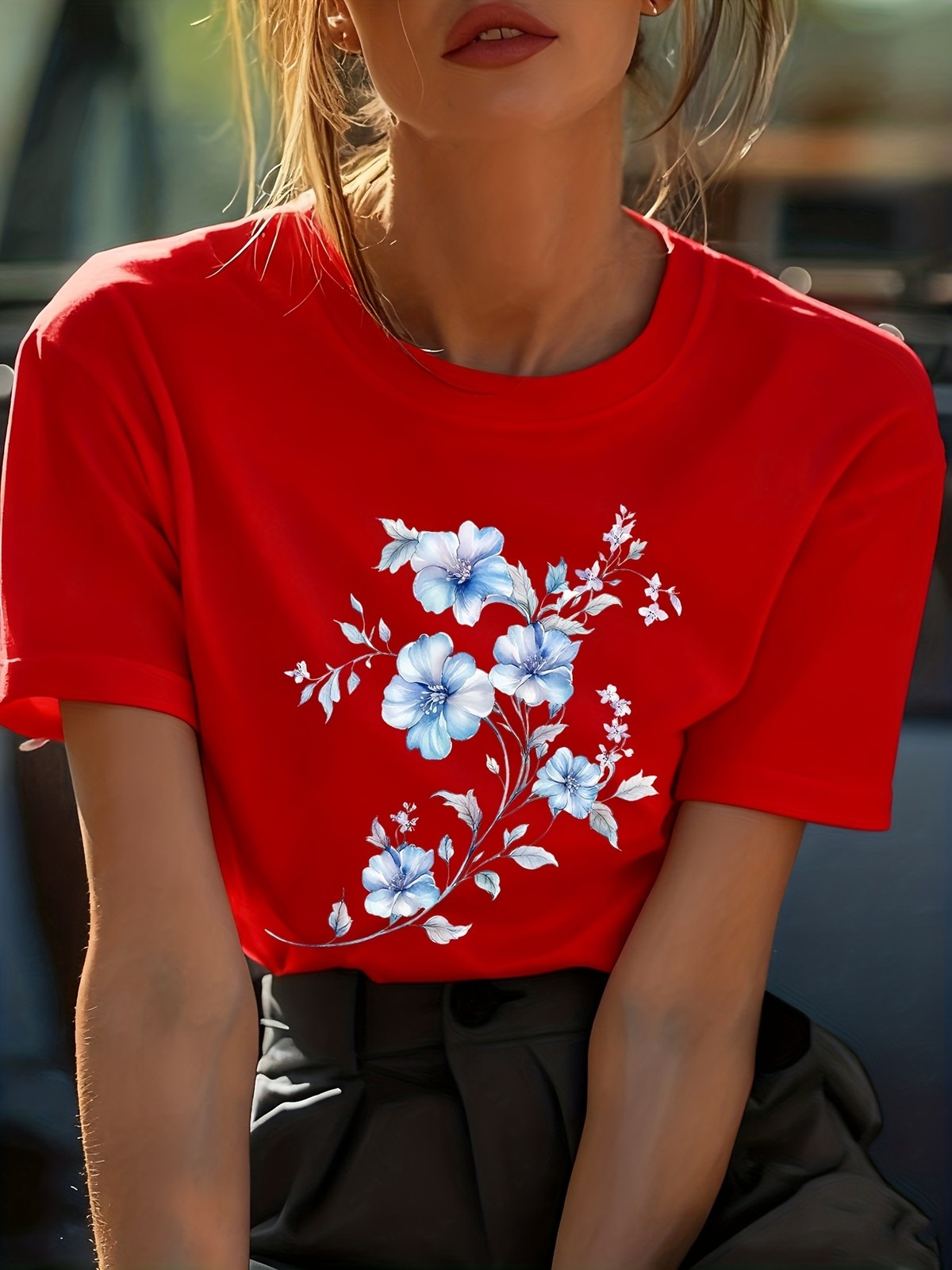 Women’s T-Shirt Comfortable Classic Soft Breathable Classic Round Neck Tops ❀