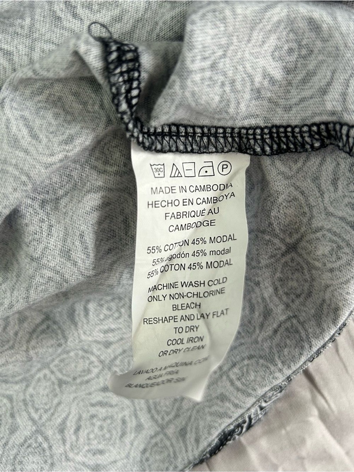 Michael Kors Cotton Modal Black & White Geometric Bell-Sleeve Blouse size Large