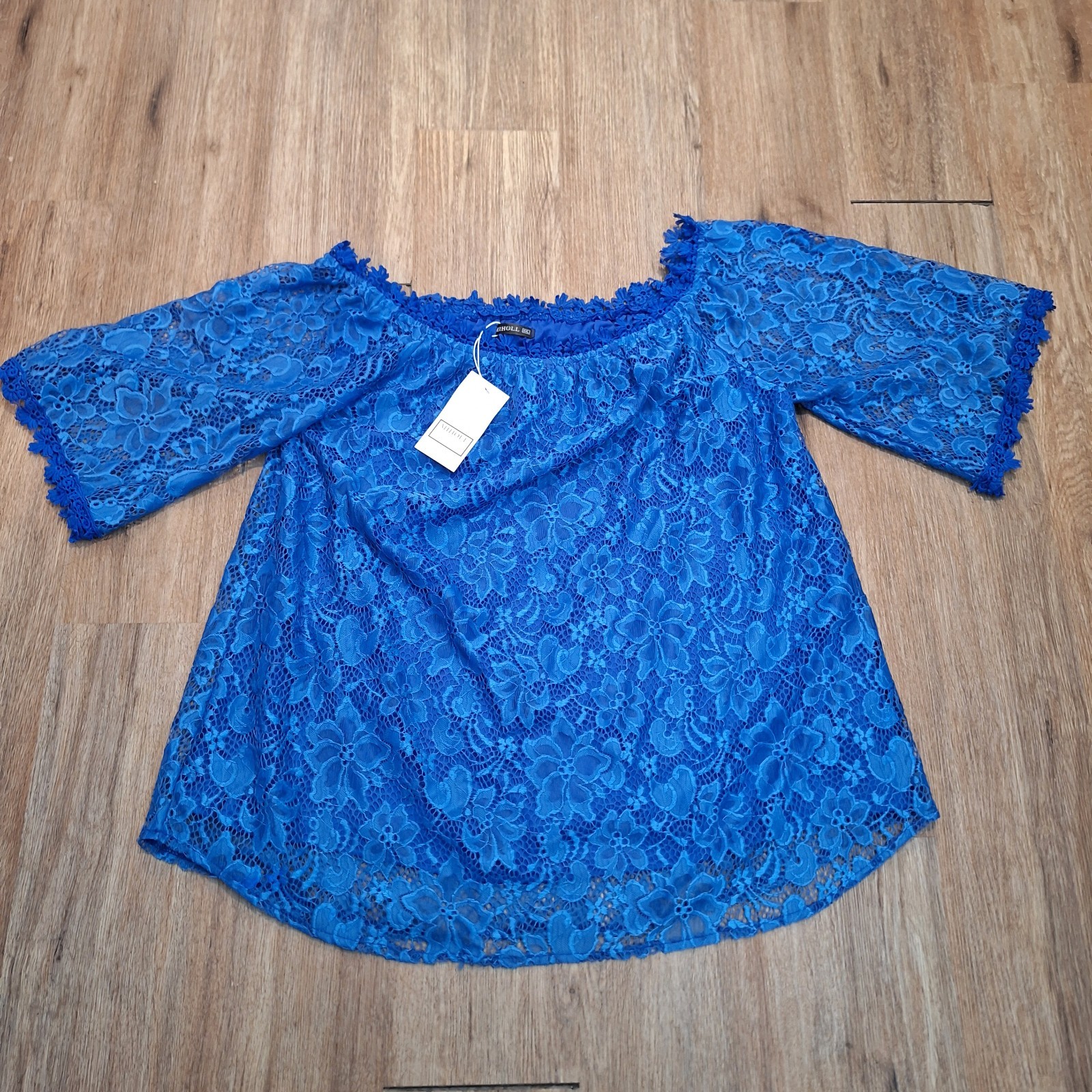 Womens Bohemian Floral Lace Babydoll Top Size XXL Blue Gypsy Festival Fairy Boho