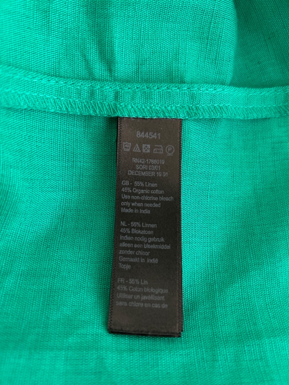 Monsoon Top Women’s Linen Blend Green Collared Gathered Sleeve Size M BNWT