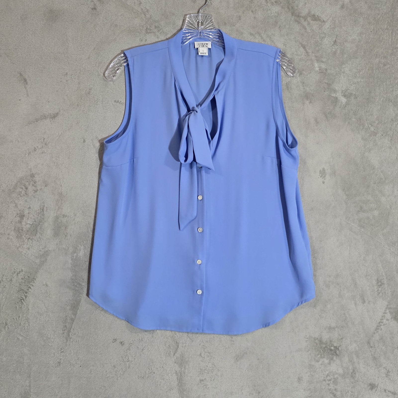 J.crew Womens Sleveless Bow tie Blouse Blue sz small