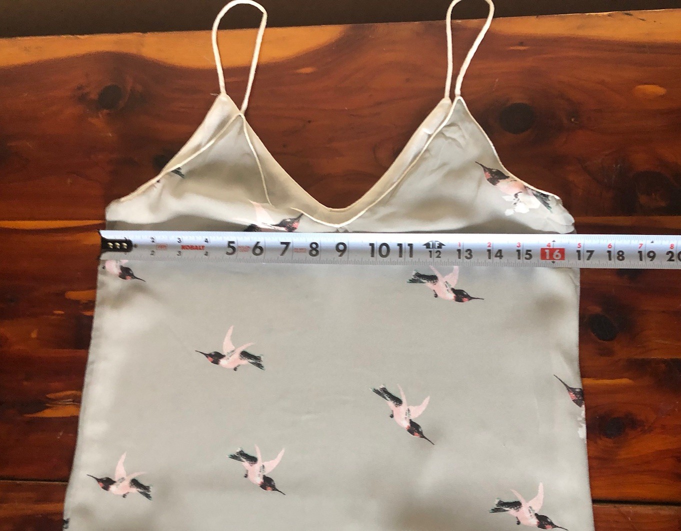 Zara Basic Chiffon Layered Tank Top Sz Small Gray Hummingbird Bird Print