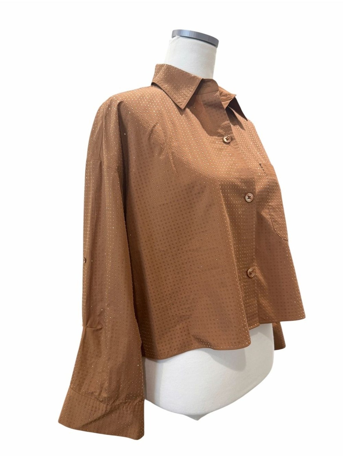 TWP Next Ex Crystal Shirt Special Edition Archive Cropped Boxy Cotton Top Brown