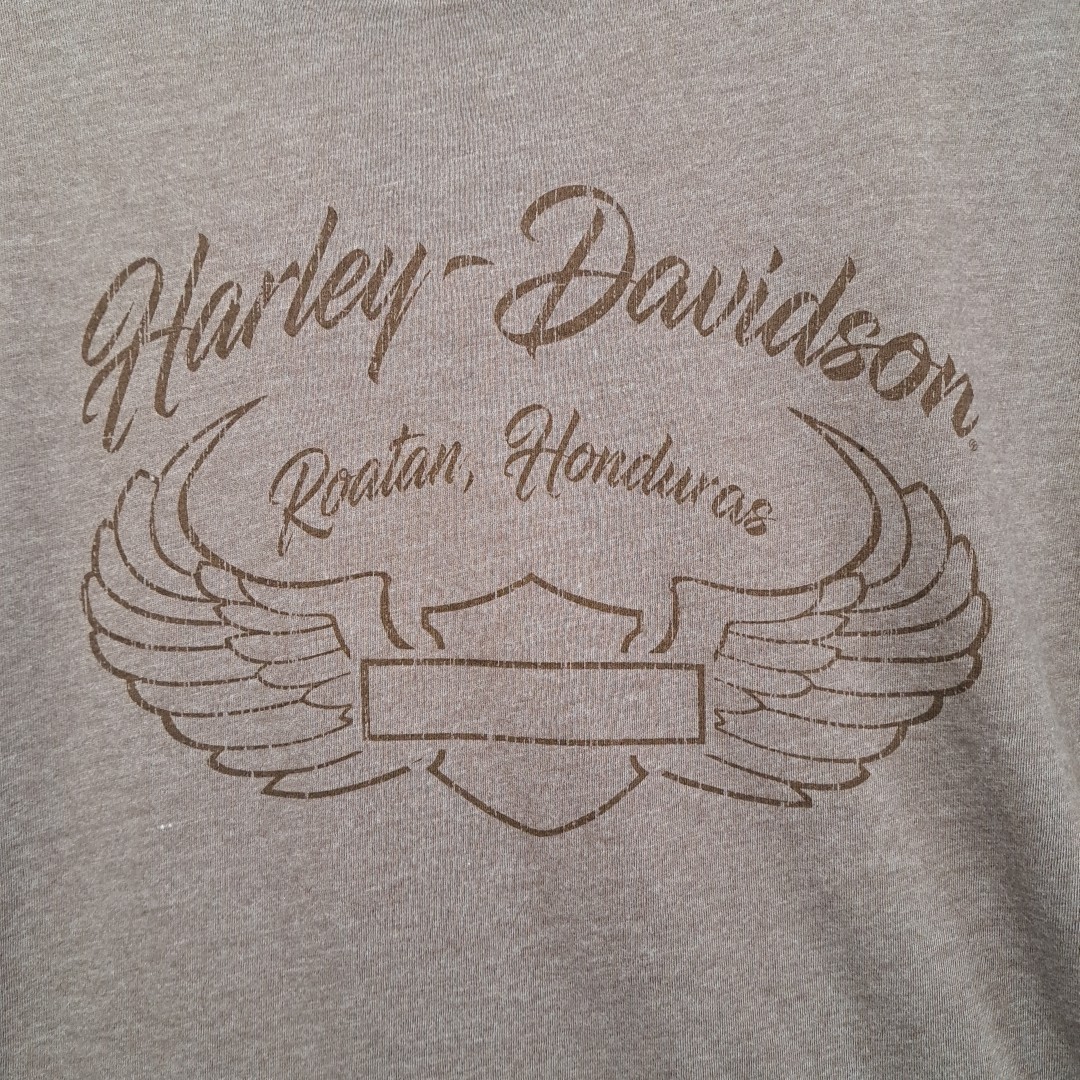 Harley Davidson Womens XL T-Shirt NWT Roatan Honduras Graphic Logo Brown Heather