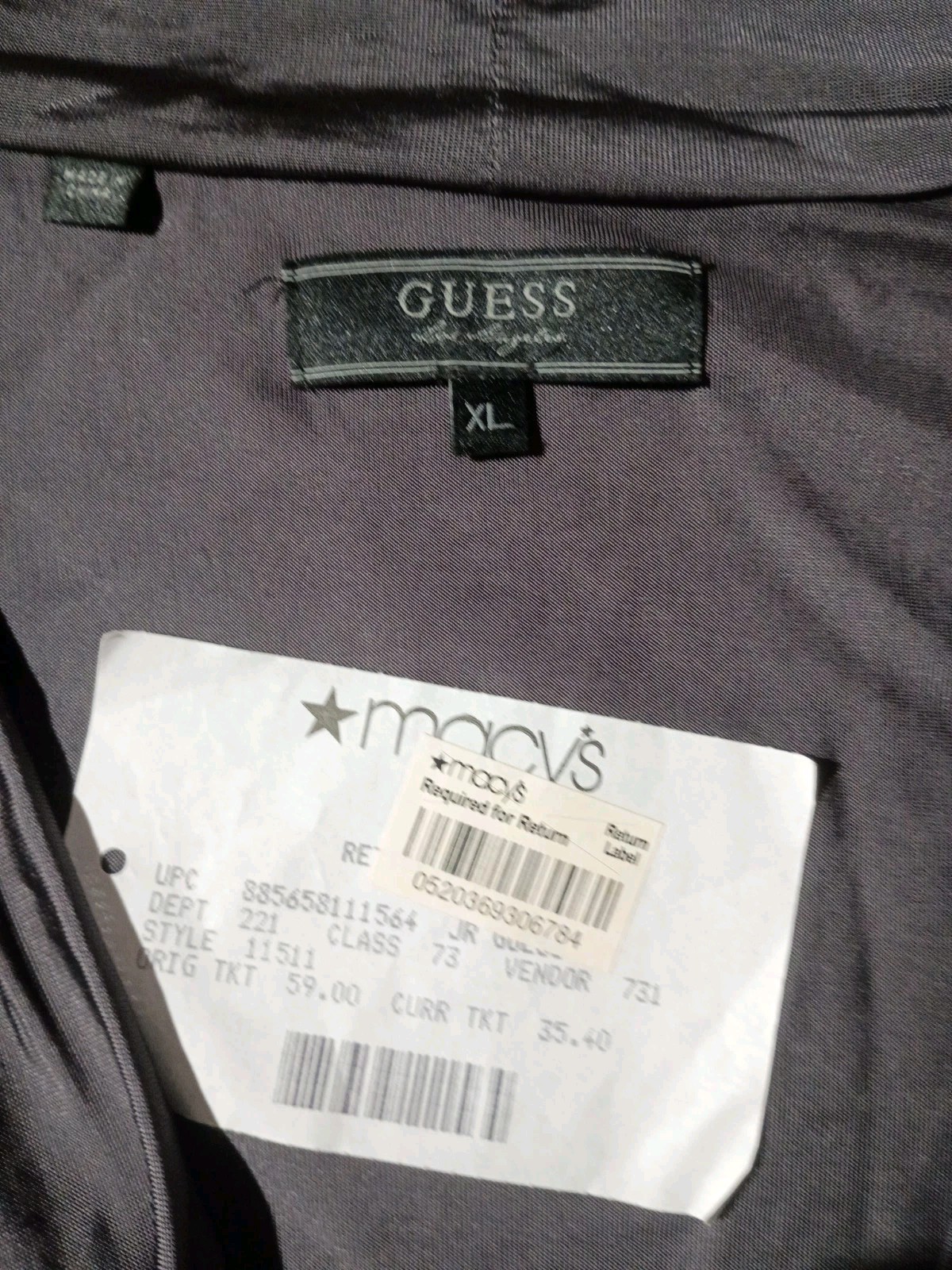 GUESS Sleeveless Cowl Neck Top XL Dark Grey Ruched Side Tie Tunic Blouse
