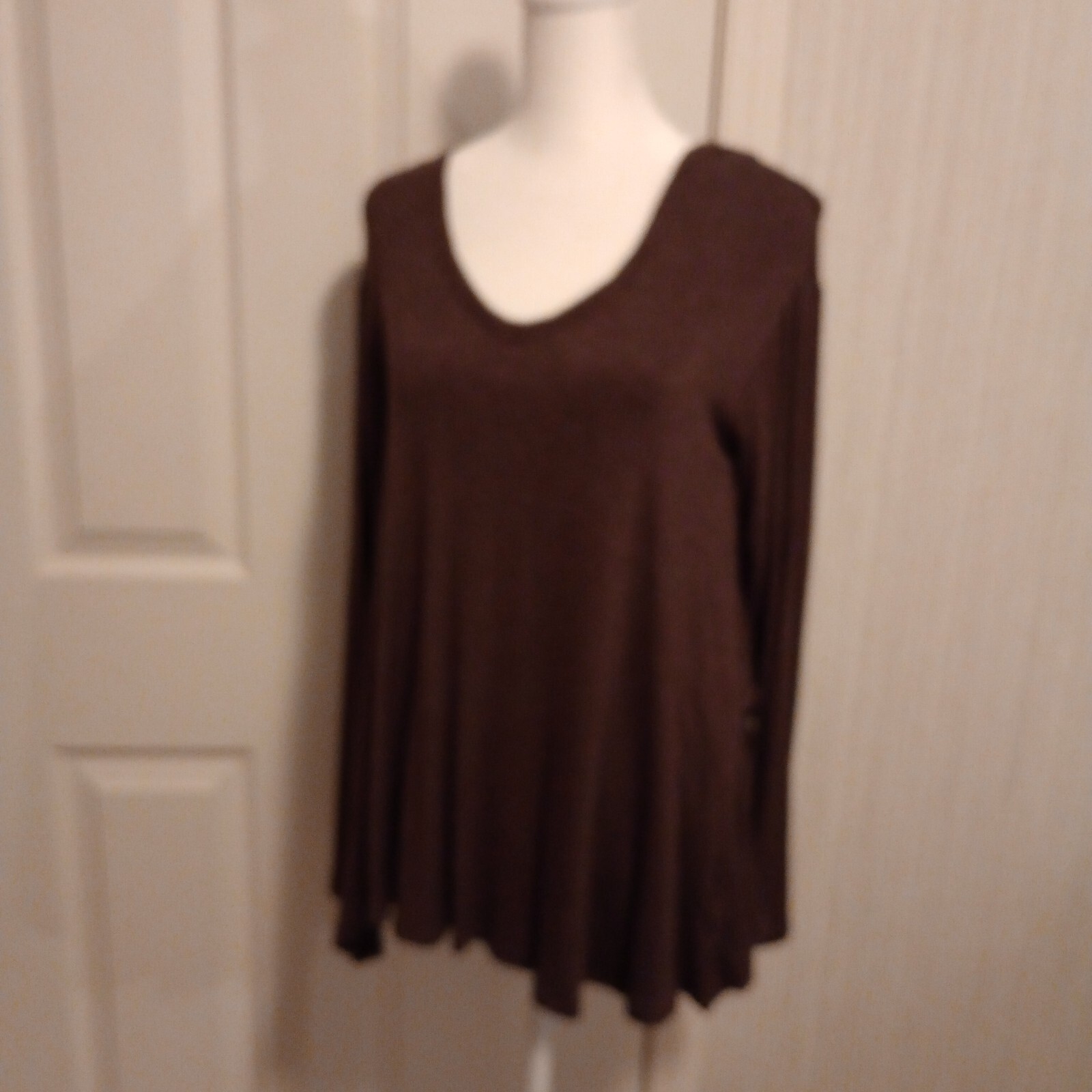 Mittoshop Women’s Oversized Pullover Top Sz M/L Gray Burgundy Striped Casual LNC