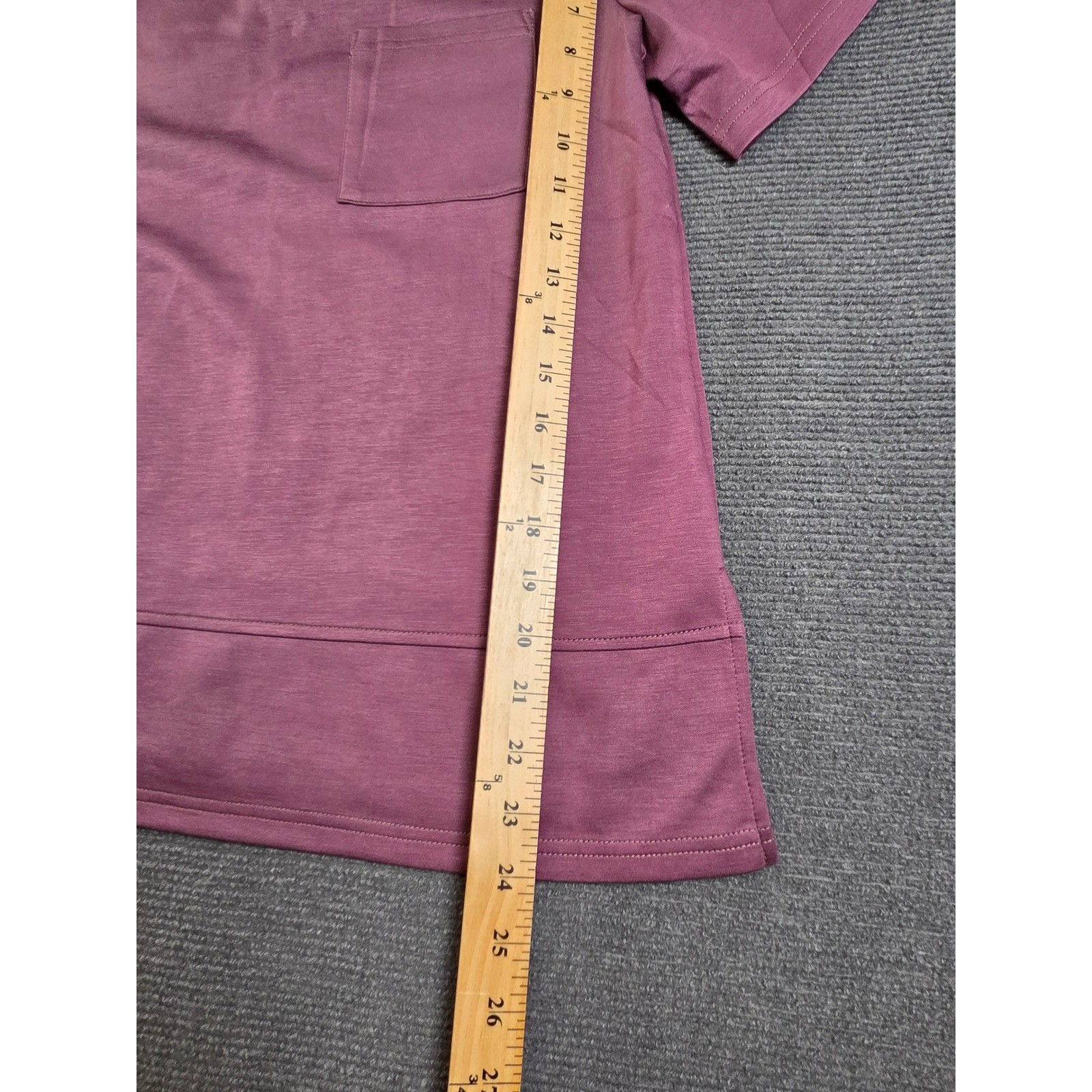 Ofeefan Pocket T-Shirt Women Large Plum Purple Short Sleeve Stretch Top NEW