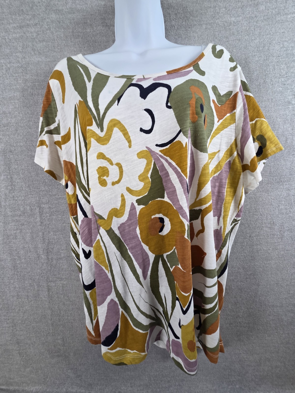 Rachel Zoe 2X Top Art Abstract Geo Print Short Sleeve Boho Designer Old Money