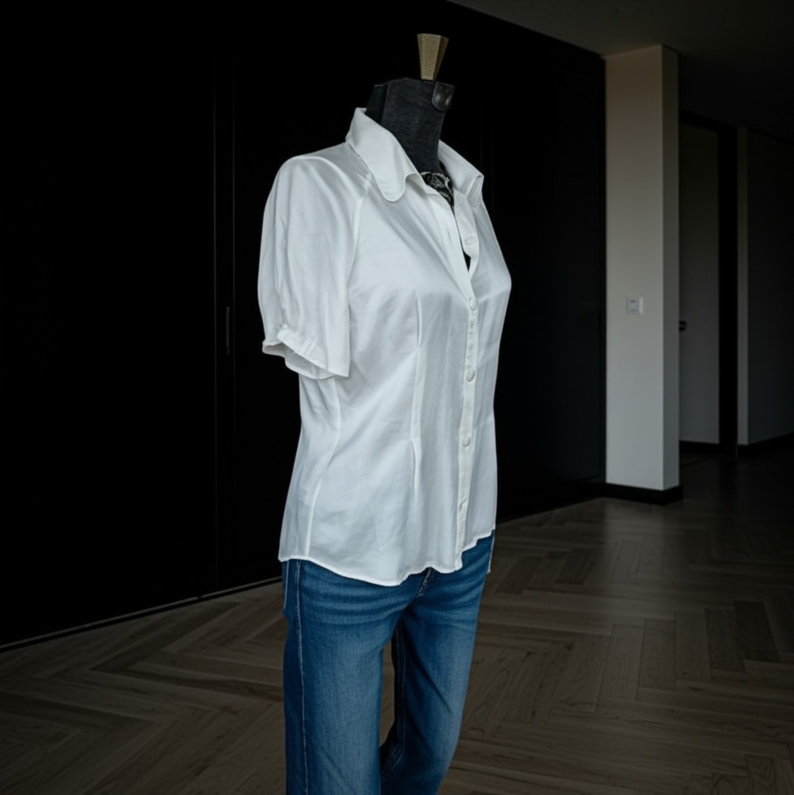 Massimo Dutti 2013 Archival Pure Silk Blouse Cream Soft Camp Collar Shirt L