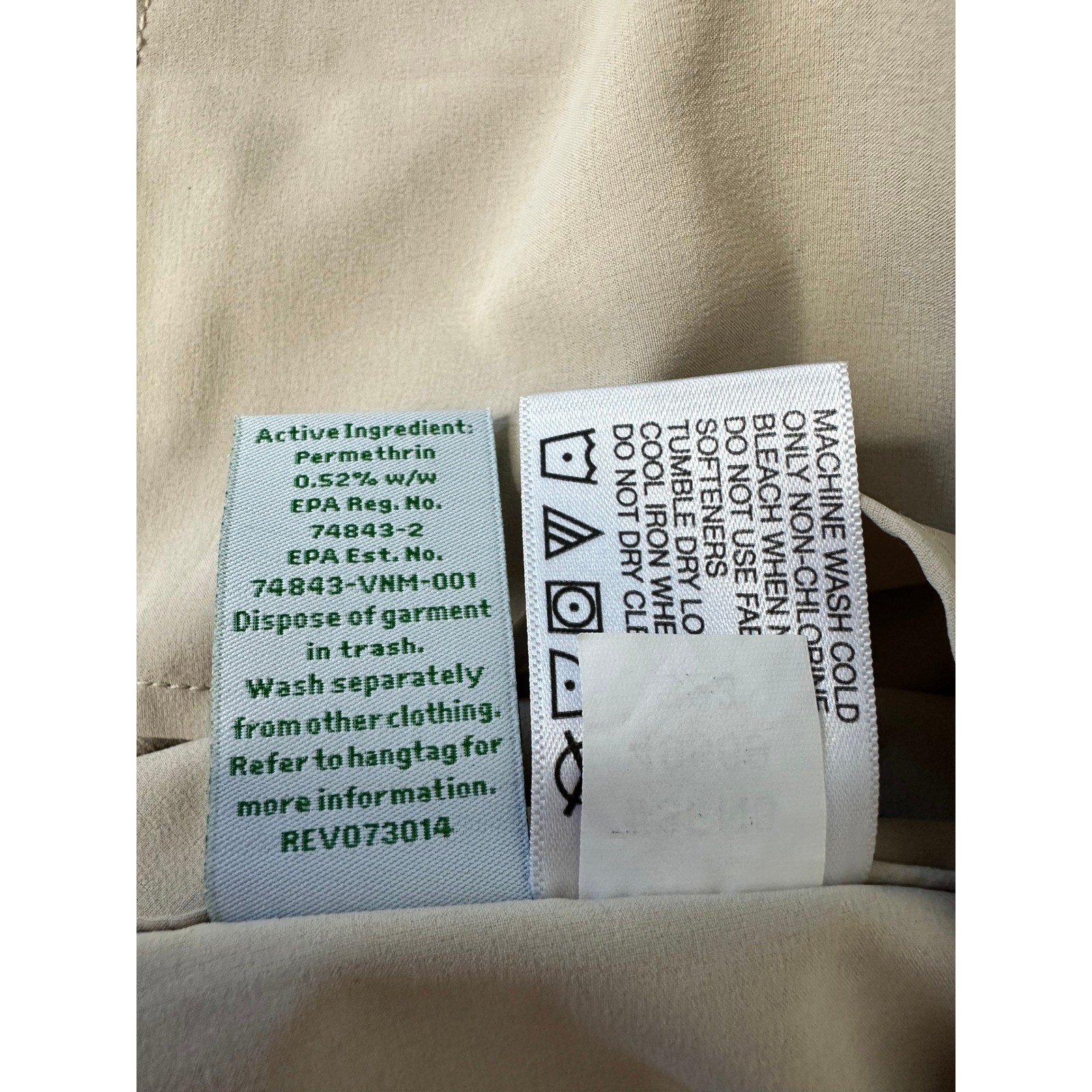 Orvis Insect Shield Roll Tab Sleeve Button Down Shirt Size L Tan Outdoor Hiking