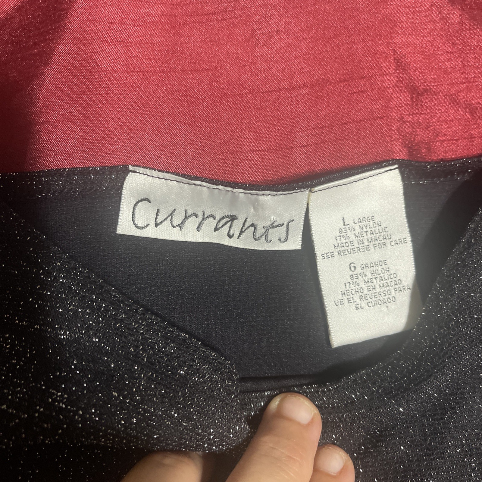 Currants Womens Color Black Glitter Top Sleeveless Size Large