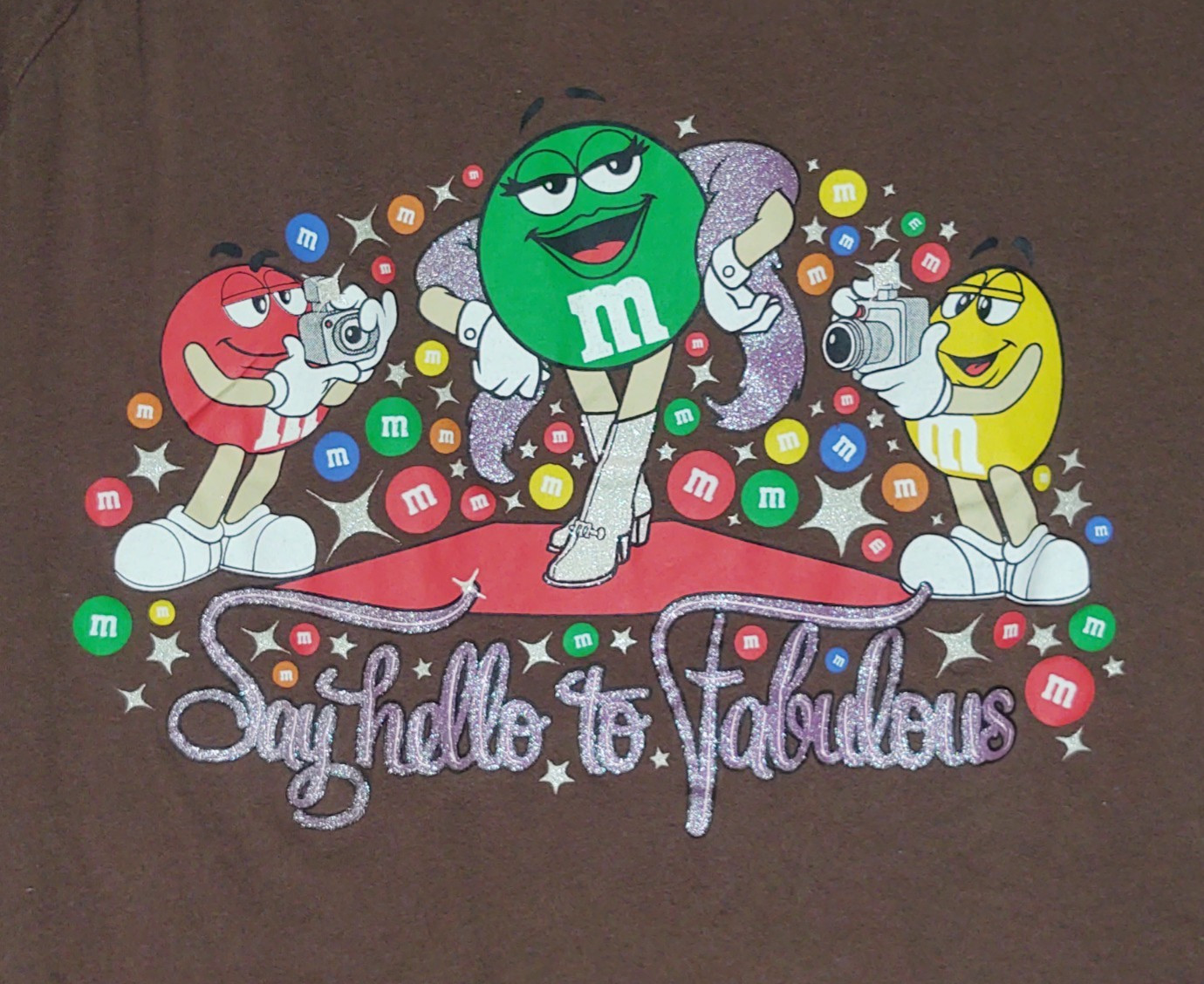 The Green M&M 2008 M&M’s “Say Hello to Fabulous” Glam Glitter Boat Neck Shirt XL