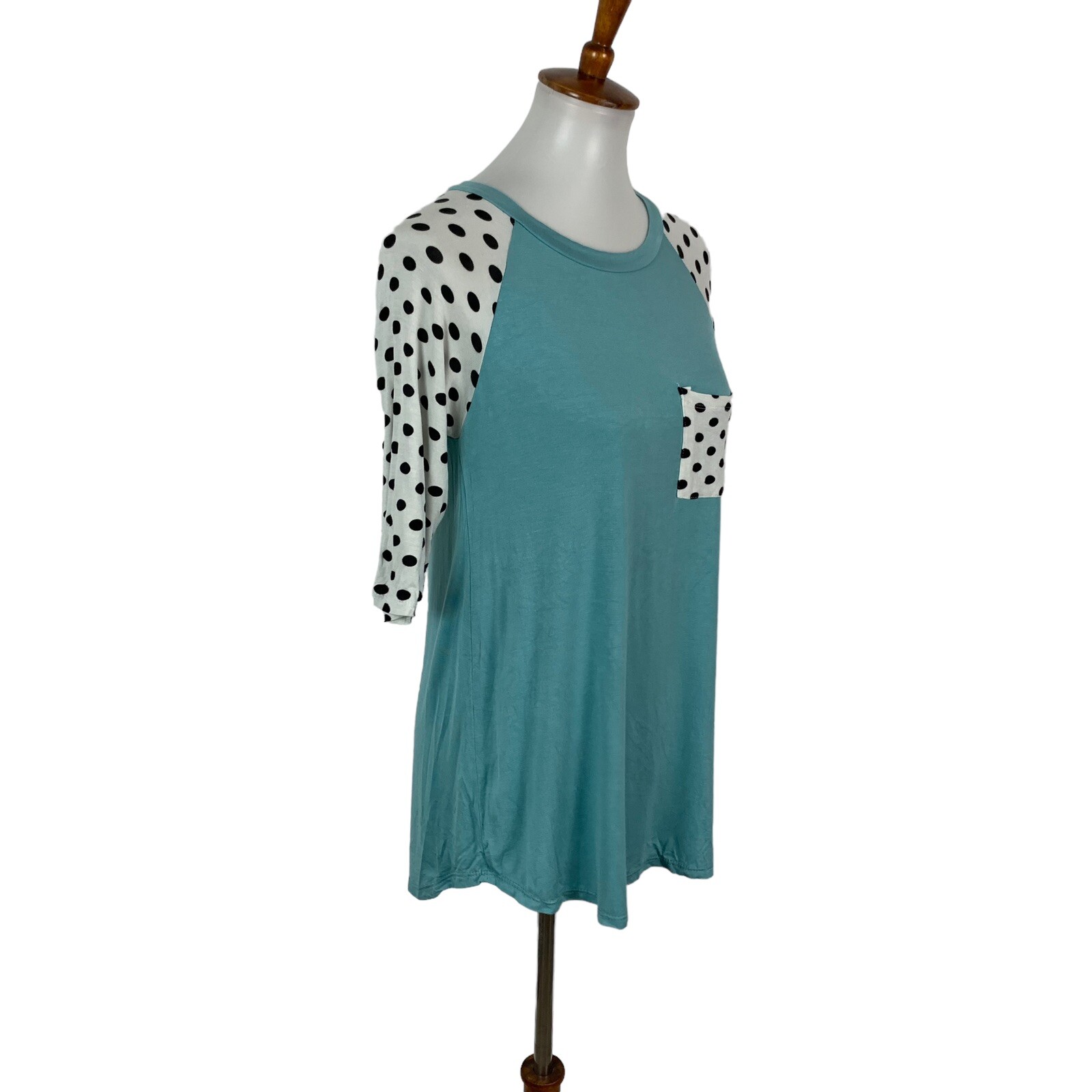 Annabelle Women’s Top Medium Blue 3/4 Sleeve Stretch Casual Cottagecore