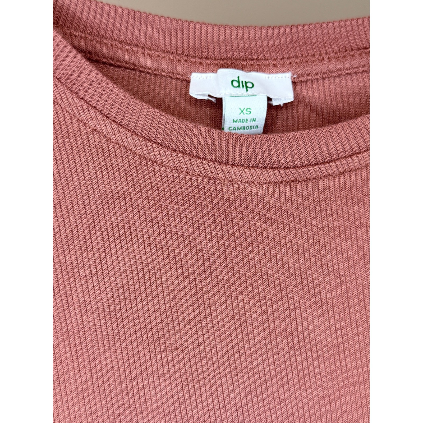 Dip Ruffle Sleeve Ribbed Knit Top Mauve Pink Crewneck XS