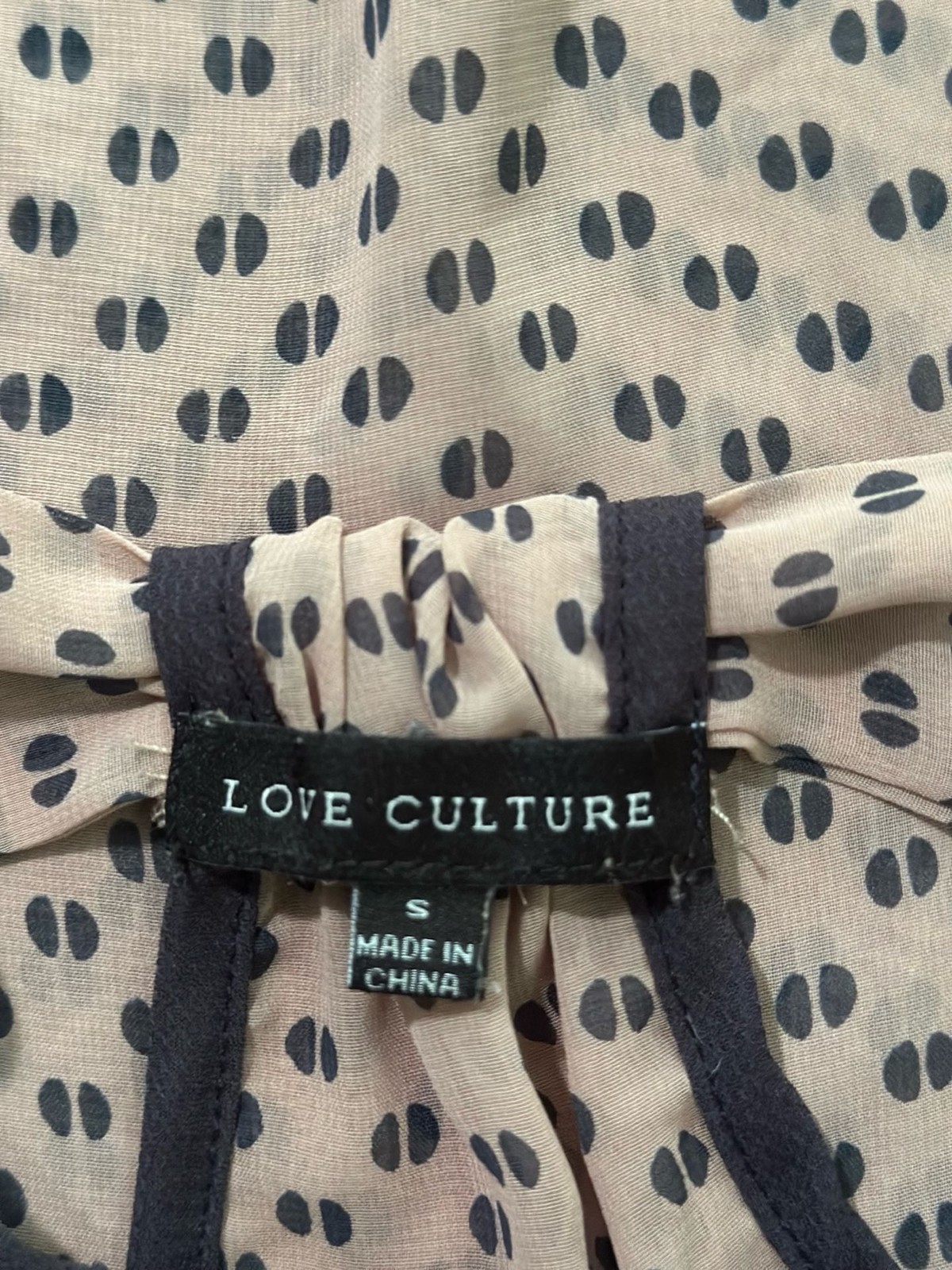 Love Culture Blush Pink and Black Geometric Print Cut-Out Back Blouse