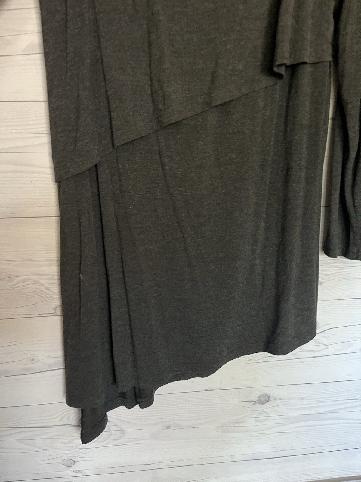 Latched Mama Tunic Nursing Shirt Dress Gray Layered Uneven Hem Side Slit Large