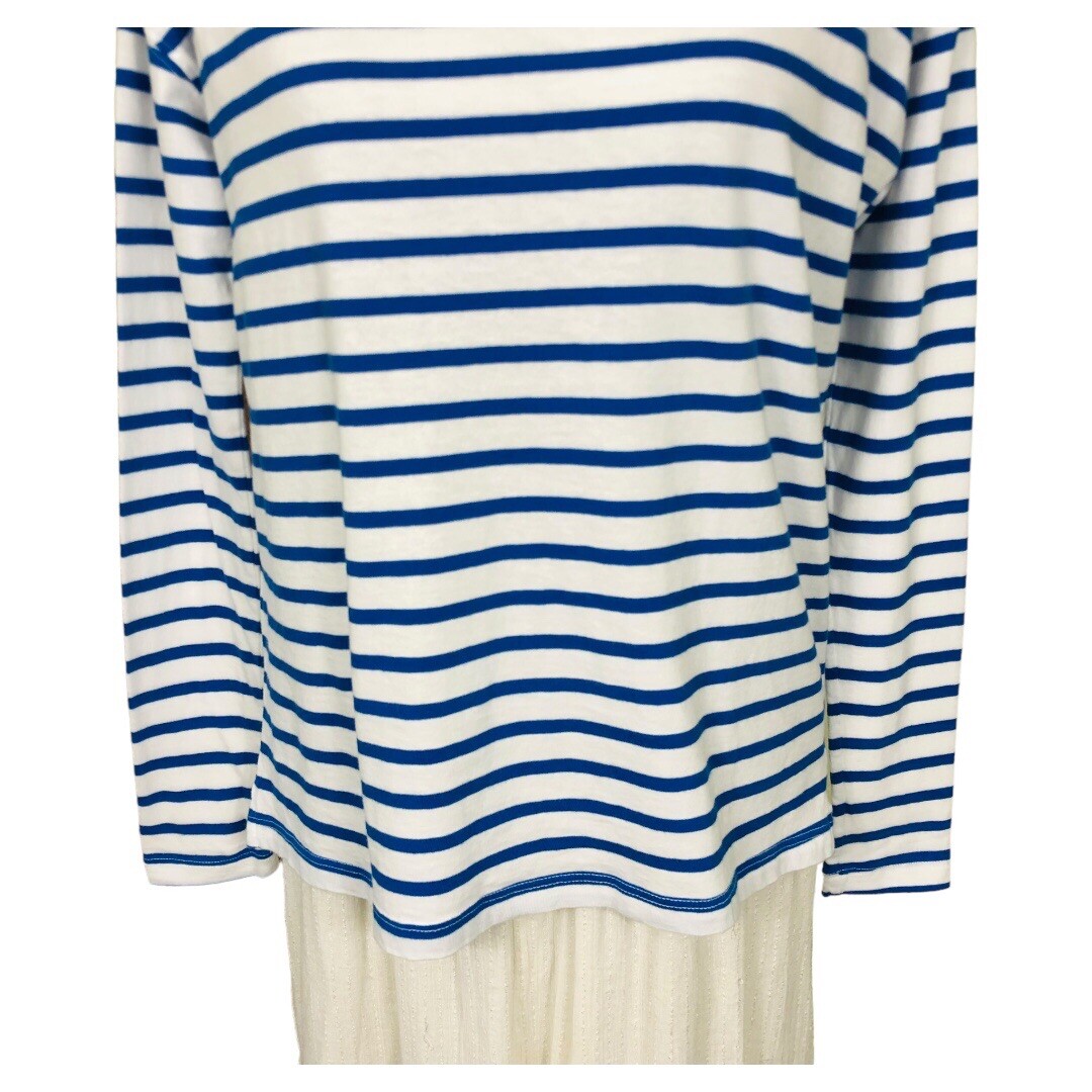 Current Elliott Stripe Long Sleeve Tee Size 0 Medium Blue White Knit Cotton