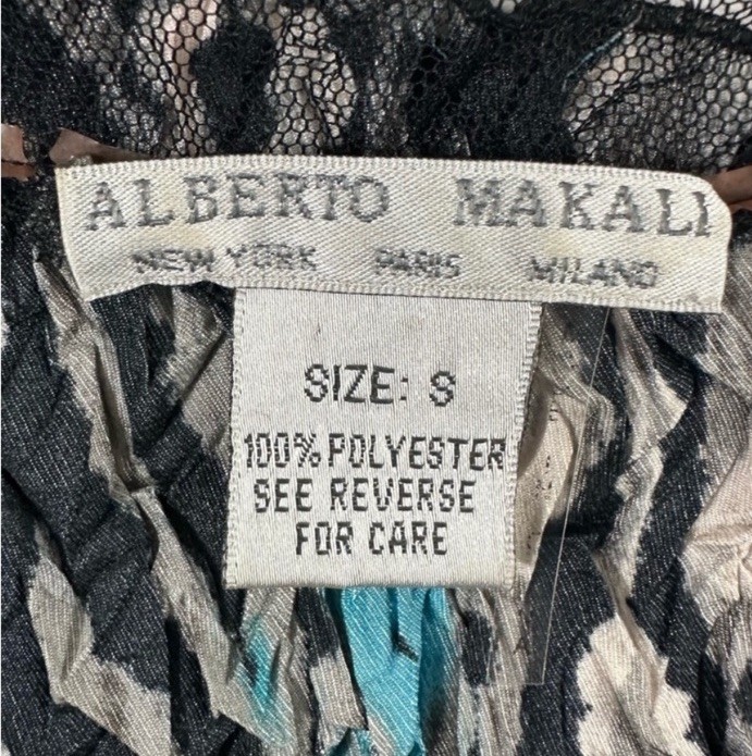 Alberto Makali Women’s Size S Crinkle Embellished V-Neck Blouse Top Colorful