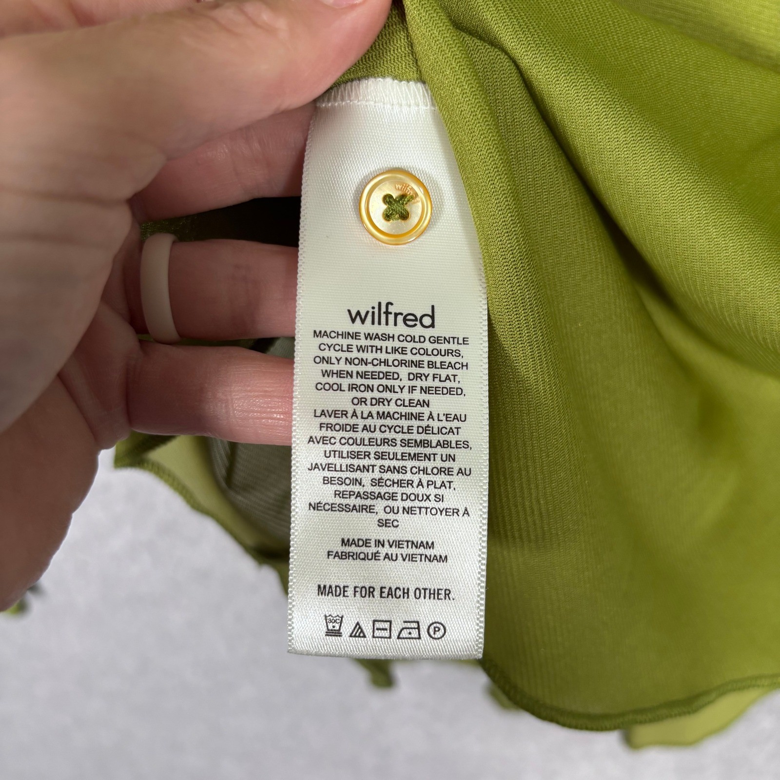 Aritzia Wilfred Mesh Sheer Button Down Shirt Medium Green Festival Minimalist