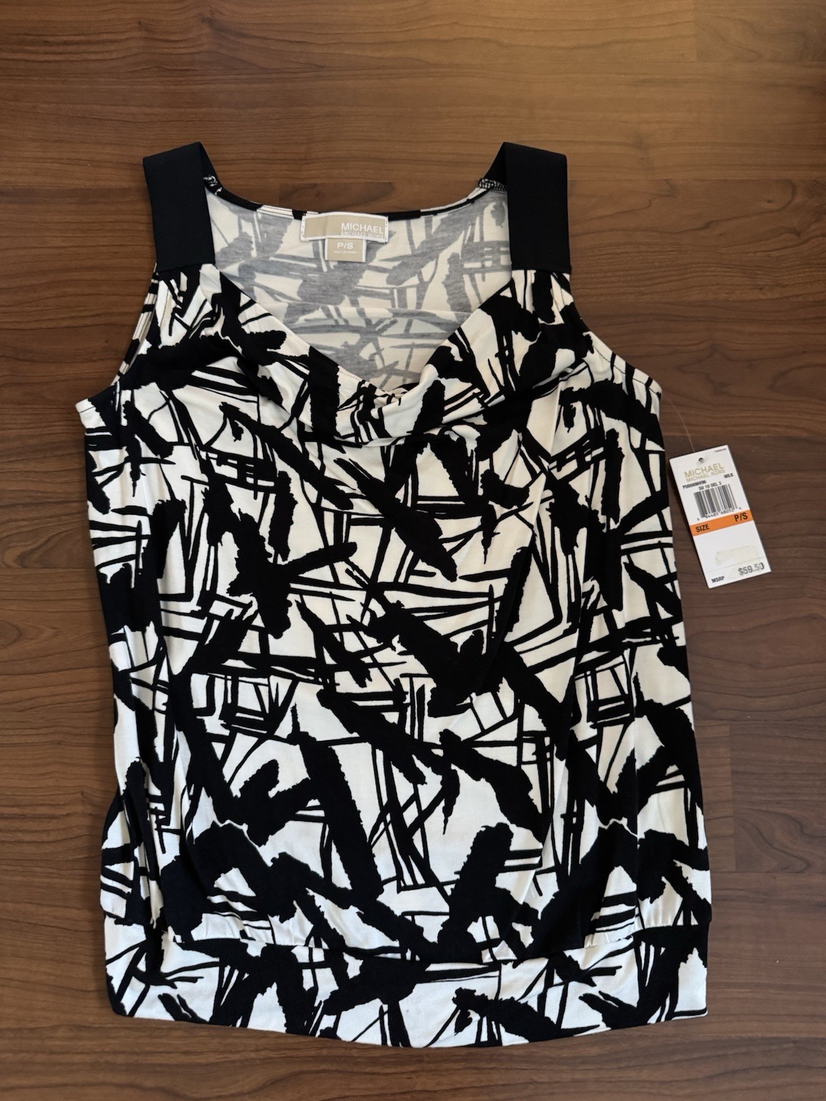 Michael Michael Kors Womens Black & White Tank Top Petite Small P/S NWT