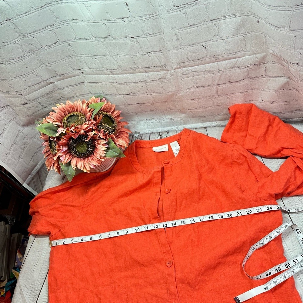 Liz Claiborne liz sports womens XL bright coral linen button up Jacket classic