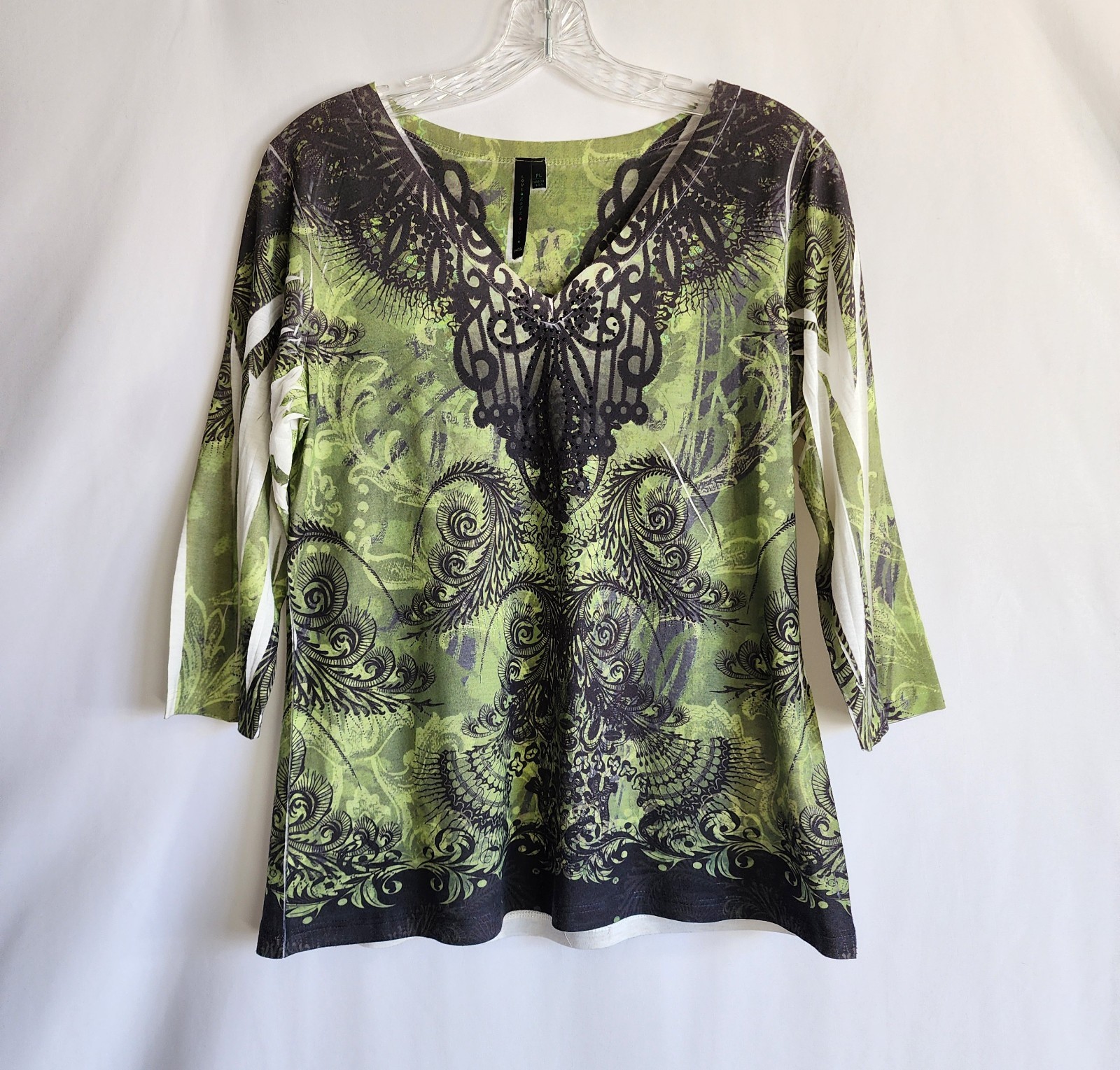 Love Life Live Blouse Size Petite Large Green Black