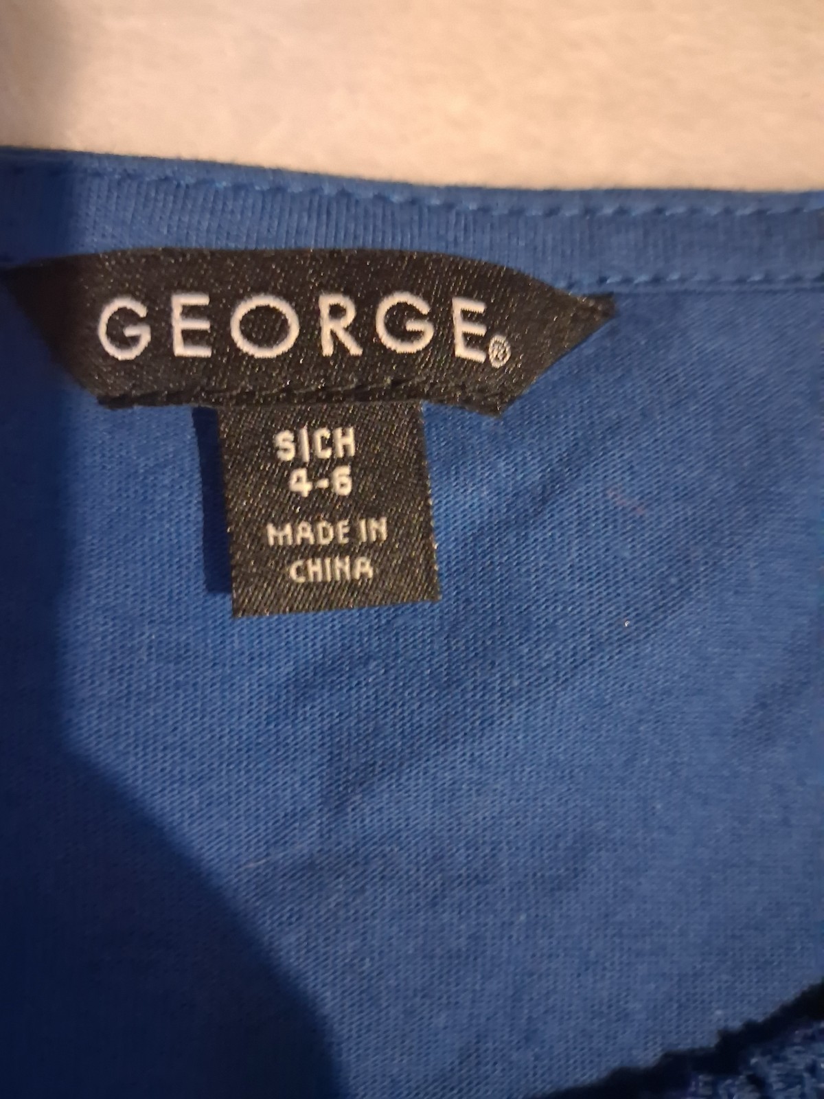 George~Womens Blue,3/4 Lace Sleeve,Cotton Blend,Shirt Size Small