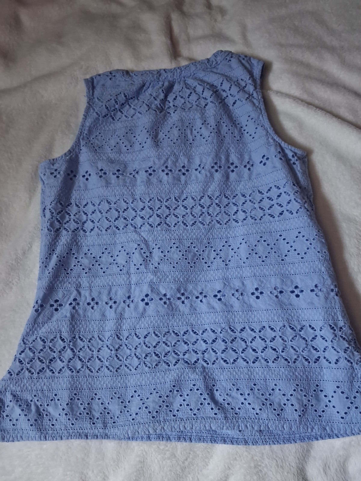 Womens Cute Blue, 0 Cotton Sleeveless Shirt,With Tassels,& Side Zipper XS