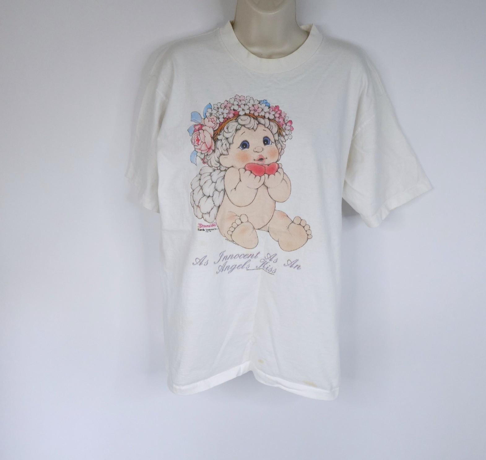 VTG Dreamsicles Cherub Angel Baby Graphic T Shirt White Single Stitch Size L ?