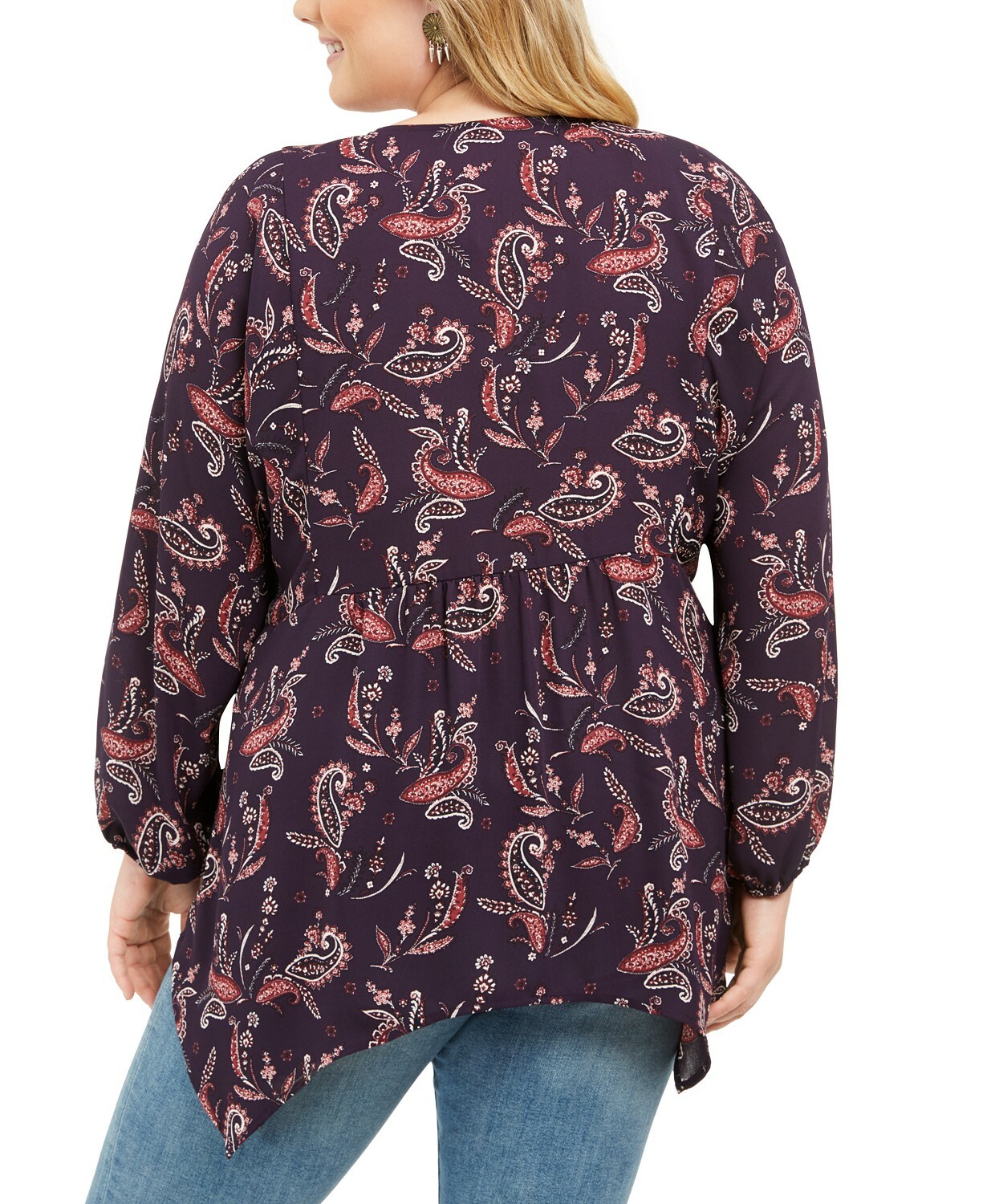 Style & Co Women’s Plus Size Paisley Print Blouse Purple Multicolor