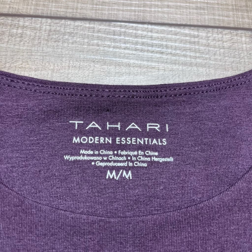 Tahari Womens Modern Essentials Double-Lined Short Sleeve Top Size M Purple