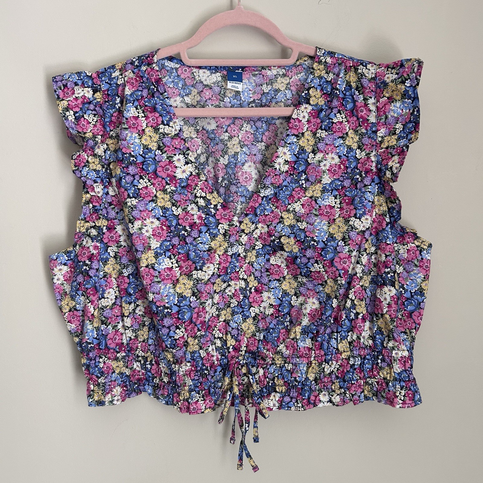 Old Navy Flutter Sleeves Size XL Cottage Romantic Fairy Top Blouse Shirt