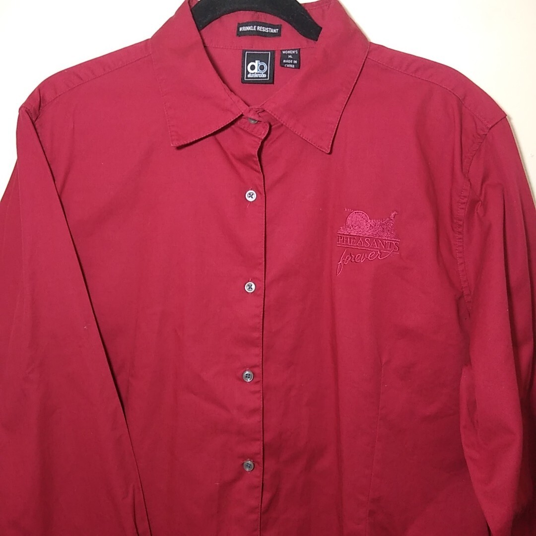 Pheasants Forever Women’s Button Up Dress Shirt Blouse Wine Red Dunbrooke XL