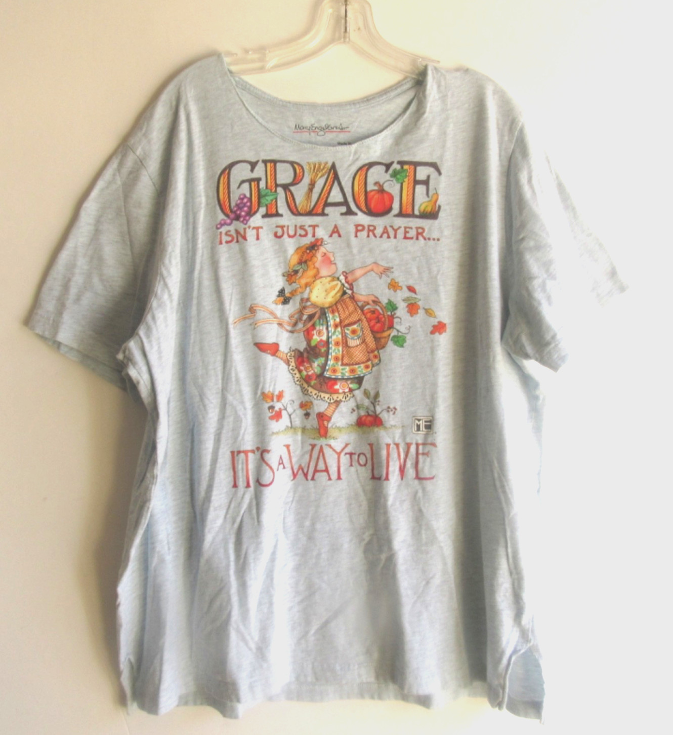 Mary Engelbreit Woman’s Tee Shirt SZ 2XL “Grace isnt just a prayer” 100% Cotton