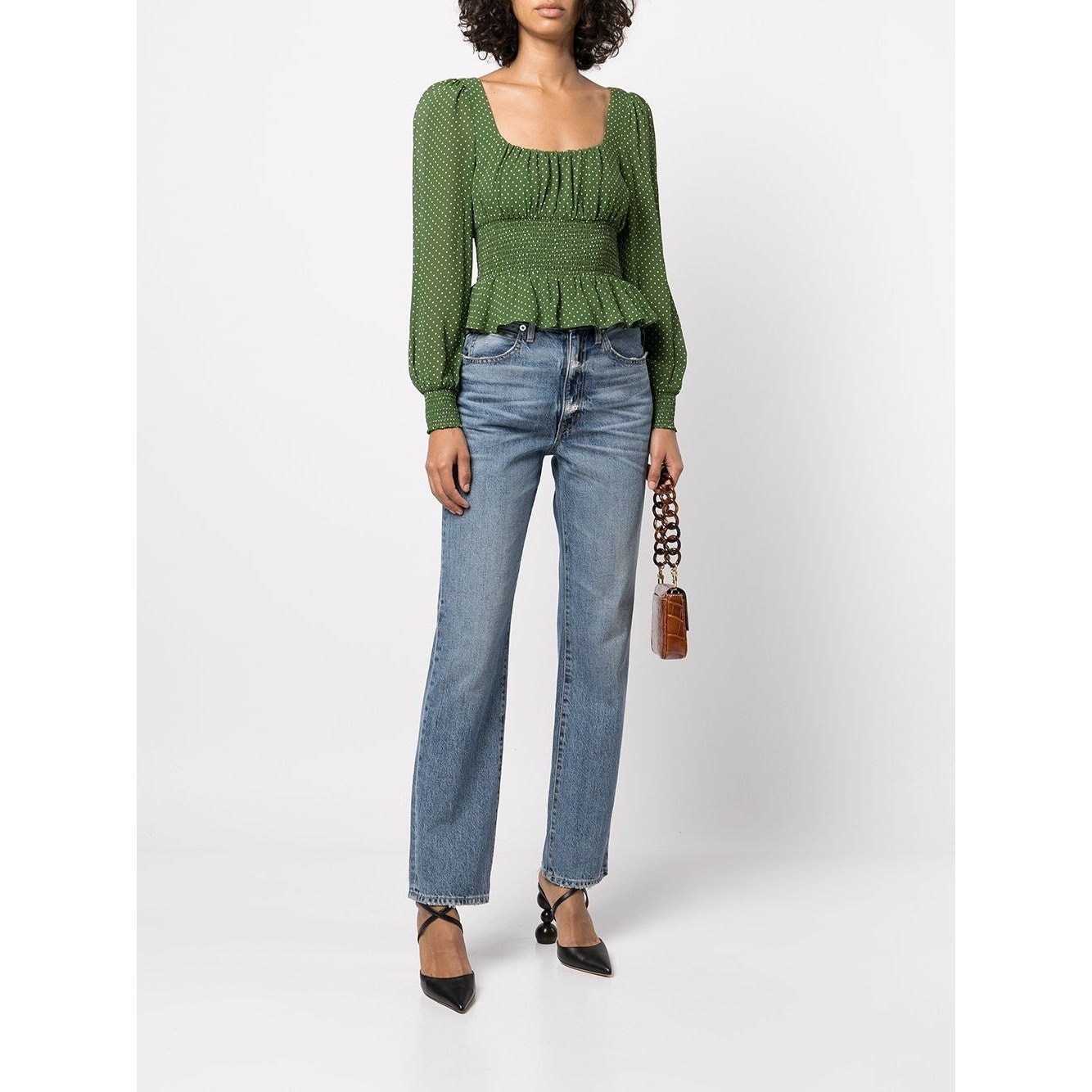Reformation Hearth Long Sleeve Top In Grün