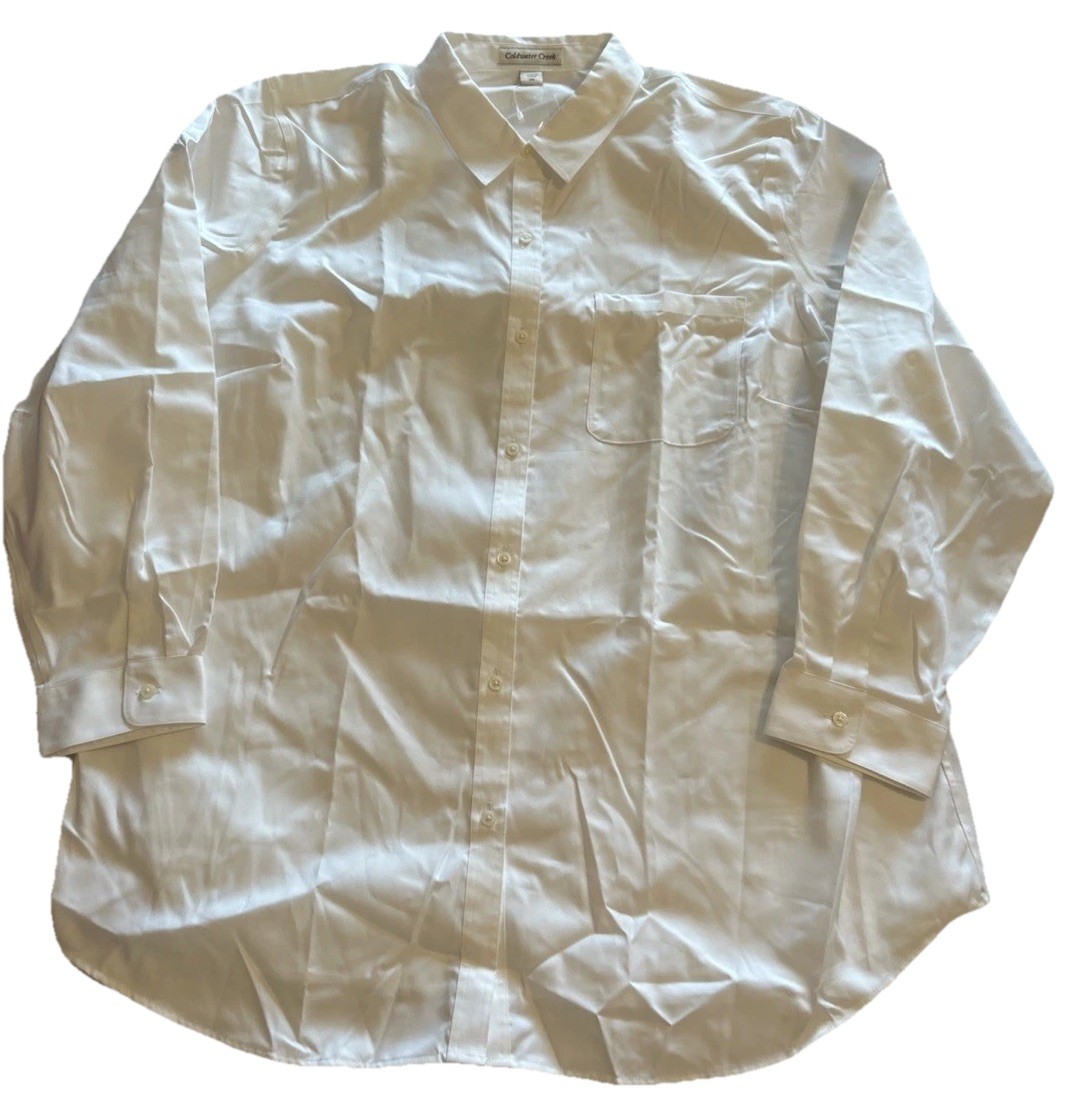 NWT Coldwater Creek Womens Plus Sz 2X Shirt Cotton Anytime Easy Care Button Down