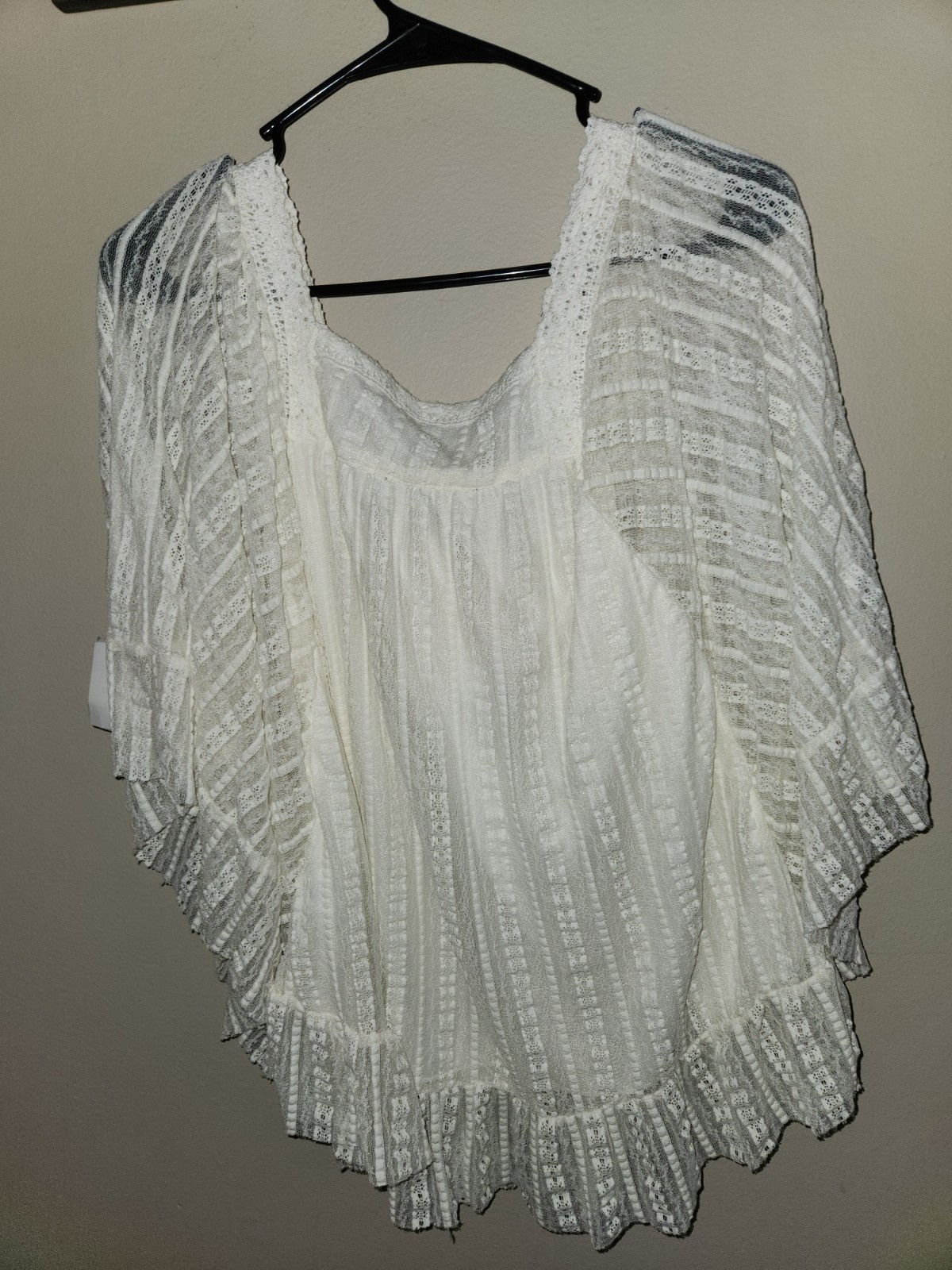 Ny Collection White Lace Peasant Blouse Fairy Style