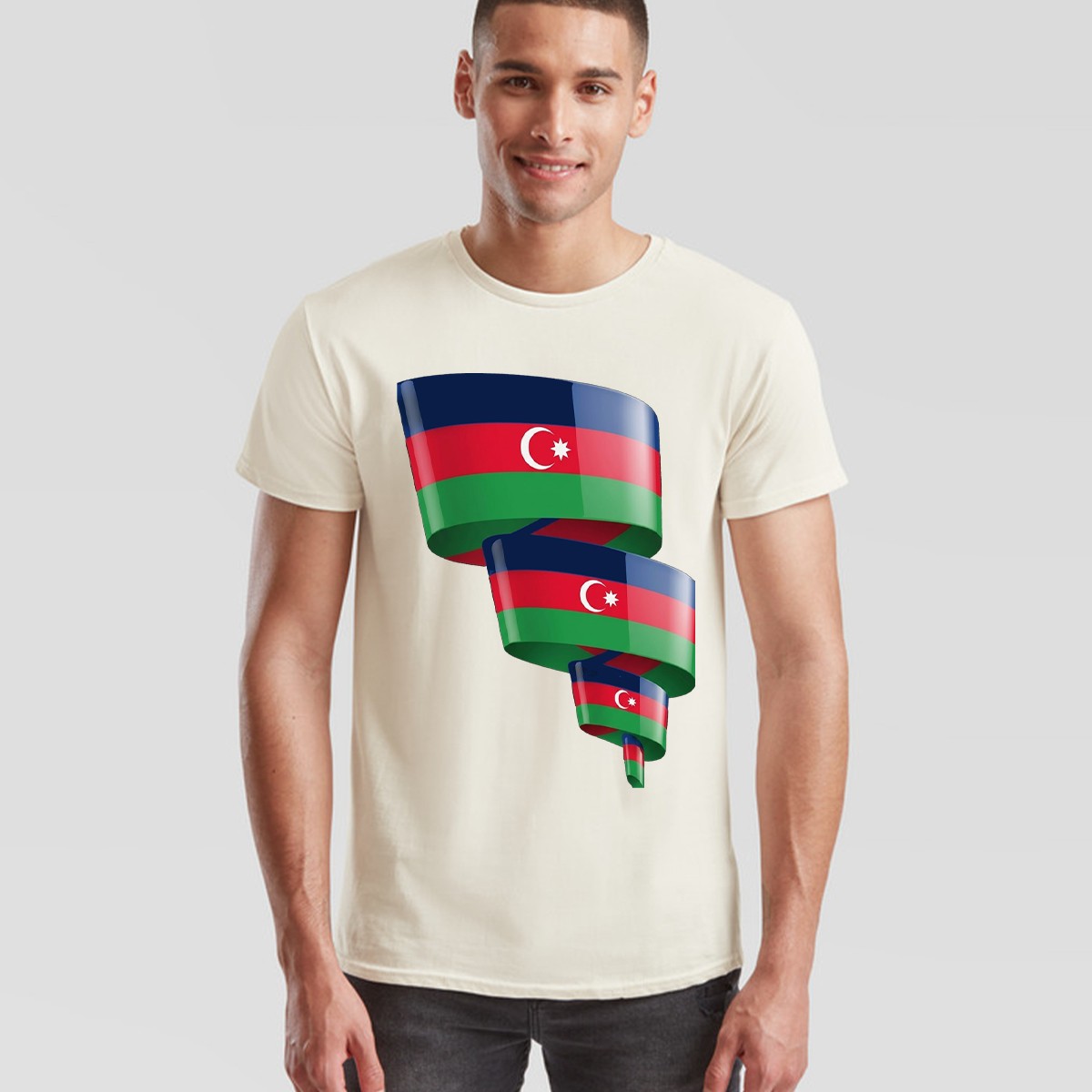 Curled Azerbaijan Unisex Football T Shirt Flag Azerbaijani Day Mens Womens Tee
