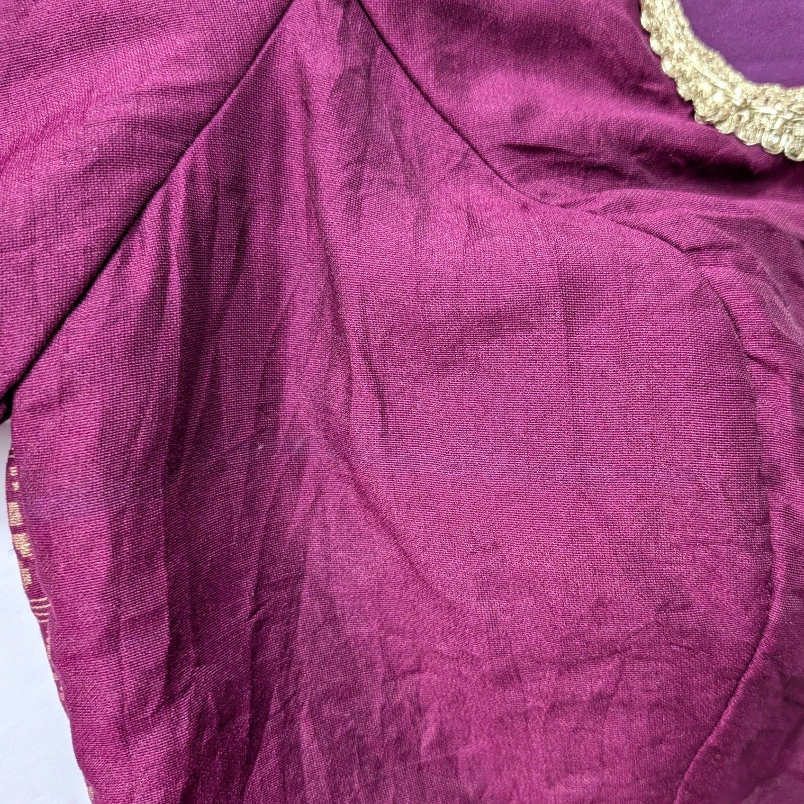 Indya Luxe Purple Plum with Gold Embroidery Sari Saree Blouse Crop Top Sz S NWT