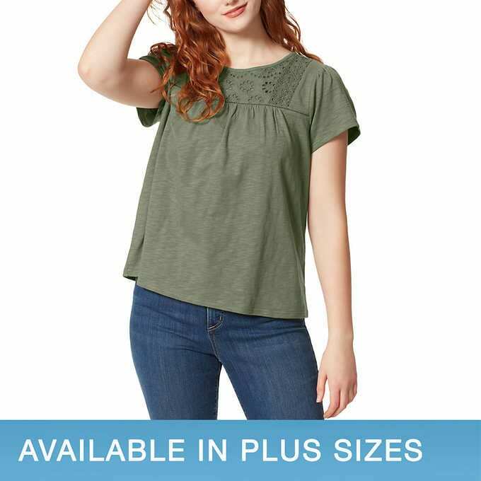 Ella Moss Ladies’ Eyelet Knit Top Blouse Short Sleeve Shirt F31