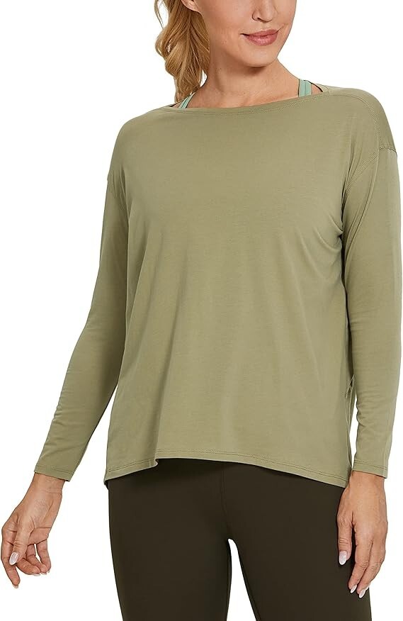 CRZ YOGA Long Sleeve Pima Cotton Shirts – CRZ Yoga Women’s Tops Shirts, R761