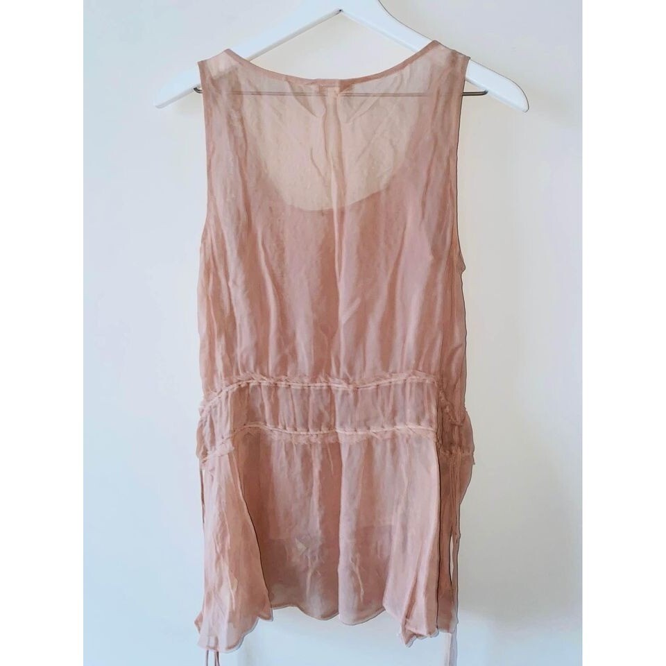 FP3 Anthropologie Ella Moss Blouse shift top tank small womens tassel boho tunic