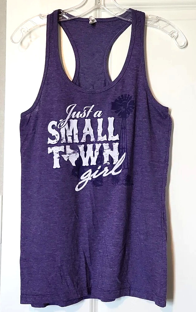 Tultex Womens XL Purple Just a Small Town Girl Graphic Tank Top