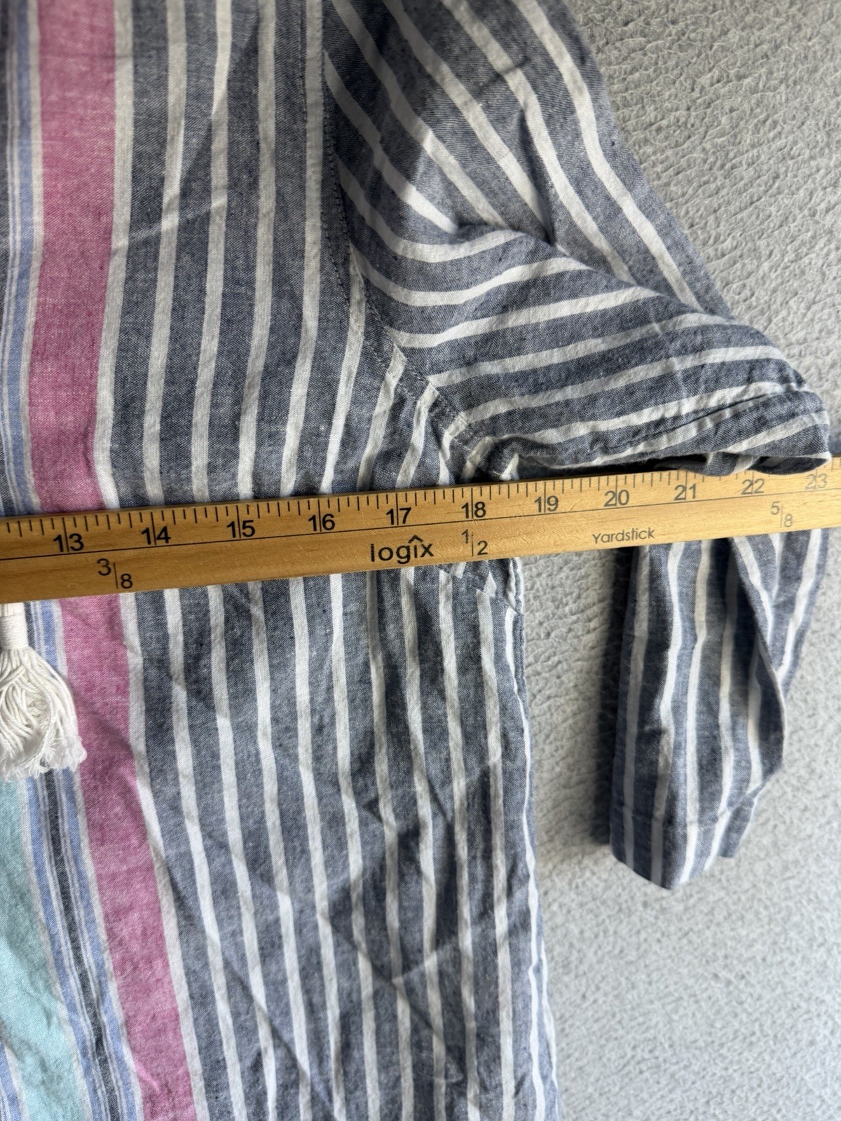 Tommy Bahama Cover Up Top Womens Small Striped Hooded Linen Blend Beachy Resort
